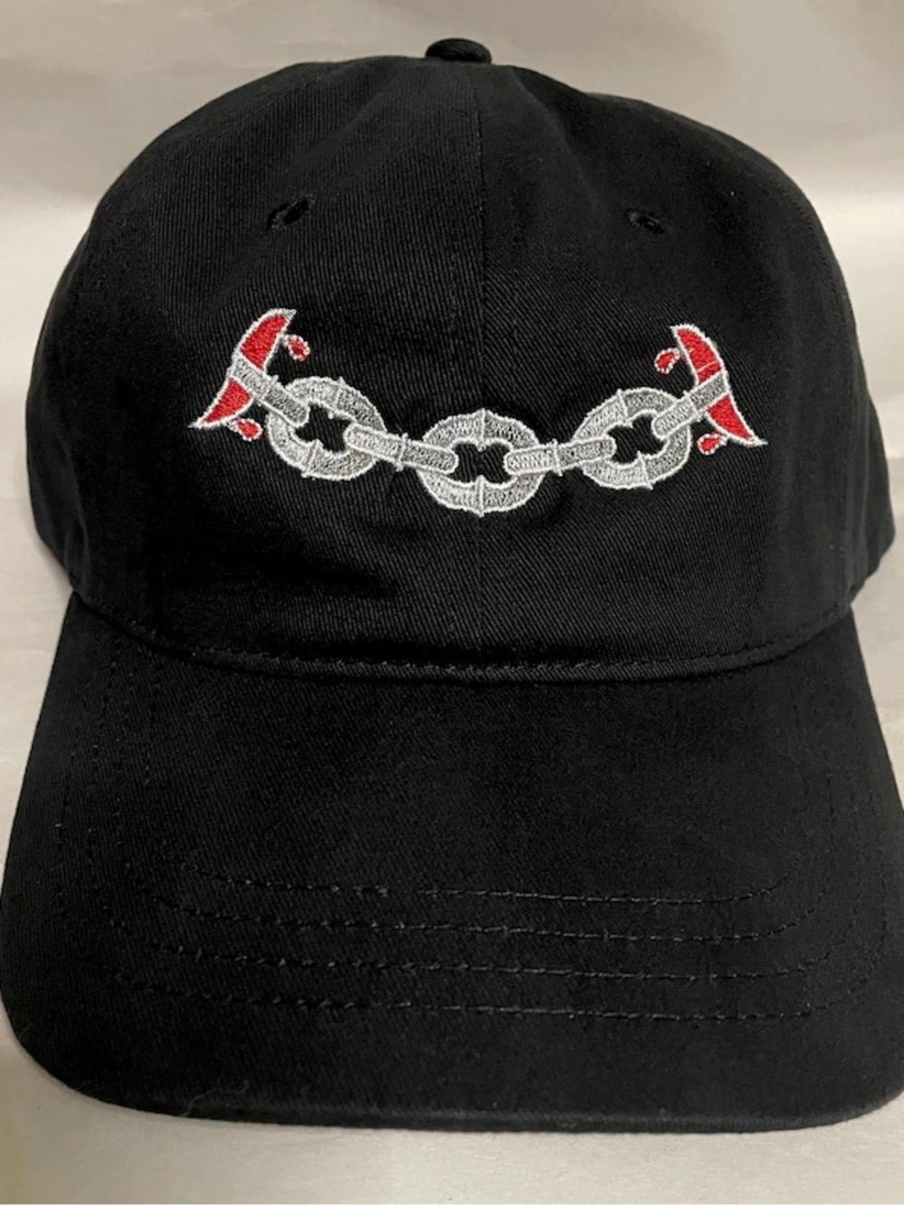 Black Embroidered Chain Tattoo Accent Dad Hat